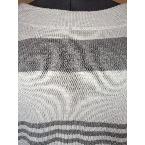 Lucky Brand Black Gray Striped Pullover Knit Long Sleeve Sweater Size XL - Picture 7 of 9